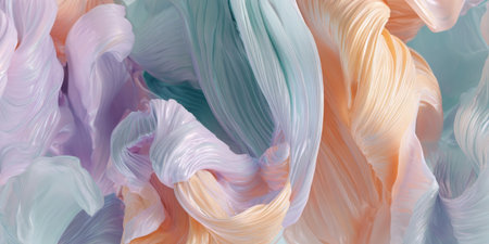 A mesmerizing display of swirling pastel colors combines lavender, mint, and peach. The fluid shapes create a dreamy and calming effect, evoking creativity.の素材
