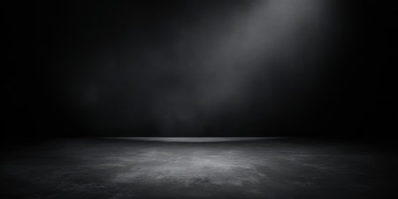 A dark space features a light beam shining down on a smooth surface. The atmosphere is mysterious, adding depth and intrigue to the scene.の素材