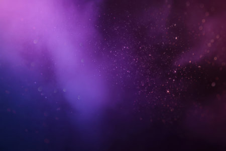 This vibrant abstract scene displays swirling purple and violet colors, creating a dreamy and enchanting atmosphere full of sparkles and texture.の素材