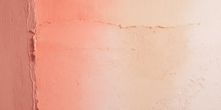 This artwork features a wall with a gradient paint effect, blending soft hues of peach and beige. The texture adds depth, creating a warm atmosphere in a living area.の素材