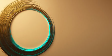 This artwork features a circular shape with flowing colors and glowing edges. The background is neutral, enhancing the vibrant colors and artistic flair of the design.の素材