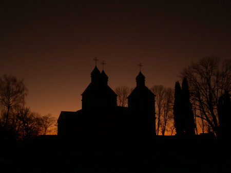 Silhouette Christian churchの写真素材