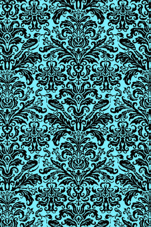 Vintage floral seamless patten. Classic Baroque wallpaper. Black and teal blueの写真素材
