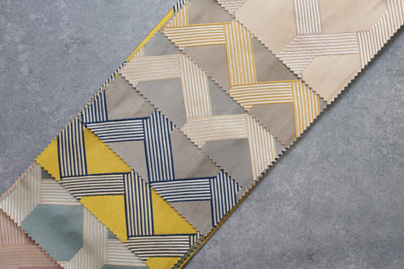 Colorful curtain fabric samples. Multiple color fabric texture samples selection fabrics for...