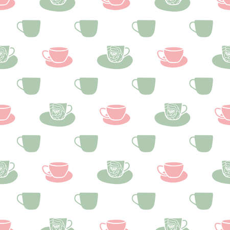 Green and pink cups seamless pattern print background.のイラスト素材