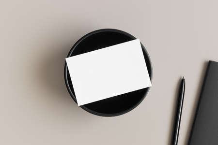 White business card mockup 85x55mm with. Workspace concept.の写真素材
