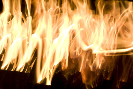 Long exposure fire background streaking across the screen