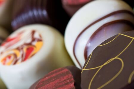 close up of fancy painted chocolate candyの写真素材