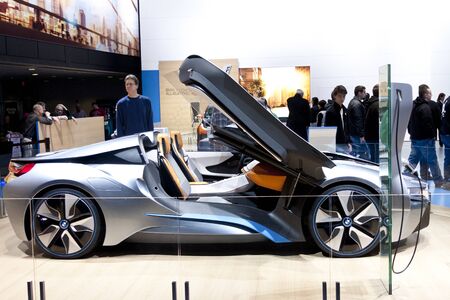 DETROIT - JANUARY 27 :The new BMW i8 hybrid concept at The North American International Auto Show January 27, 2013 in Detroit, Michigan. のeditorial素材