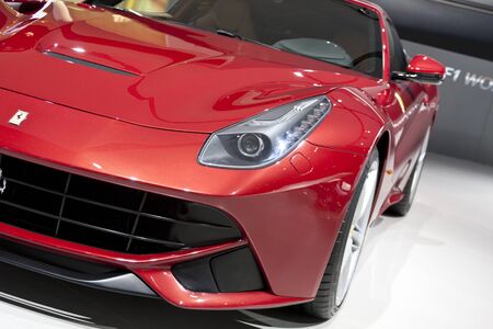DETROIT - JANUARY 27 :The new 2013 Ferrari F12 Berlinetta at The North American International Auto Show January 27, 2013 in Detroit, Michigan. のeditorial素材