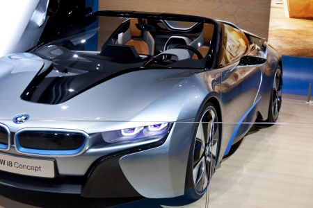 DETROIT - JANUARY 27 :The new BMW i8 hybrid concept at The North American International Auto Show January 27, 2013 in Detroit, Michigan. のeditorial素材