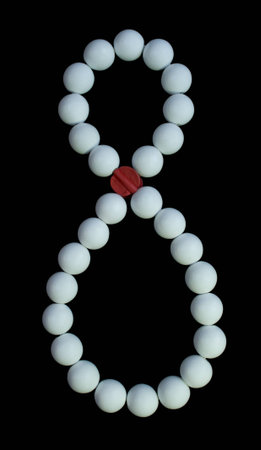 eight from white spheres on black background