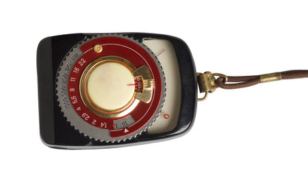 old exposure meter on white background with clipping pathの写真素材