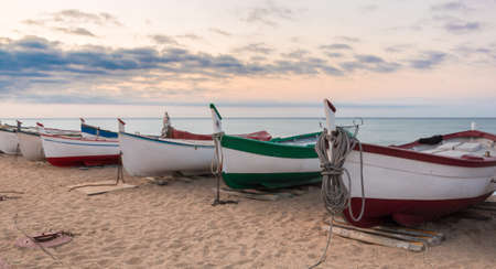 Boats on the beachの写真素材