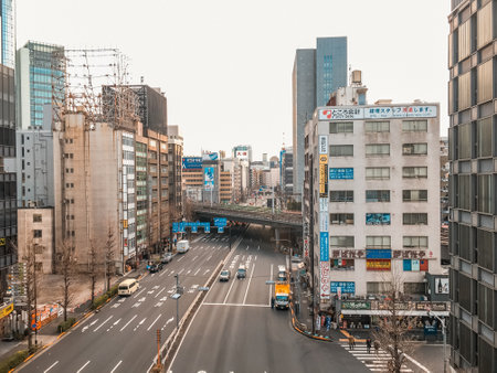 Japan 25 June 2019 - City space in Japan.のeditorial素材