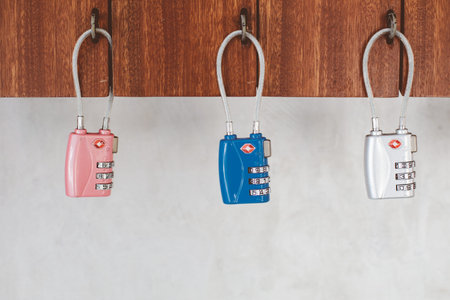 many colorful metal locks on room number wooden box specific lockout devices and safety first point