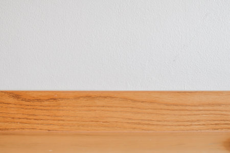 Abstract texture and background of wooden and white cement wall in background. Old concrete wall...