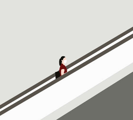 Woman wearing face mask on escalator protection Coronavirus disease infection. she walking in shopping mall.のイラスト素材