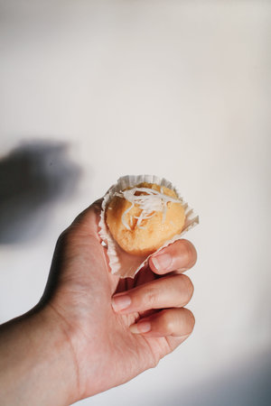 Toddy Palm Cake with white coconut (Kanom Tarn) ,Thai dessert sweet taste delicious.