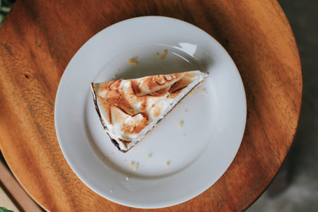 Lemon curd and meringue horizontal. Traditional french sweet pastry tart. Delicious, appetizing,...