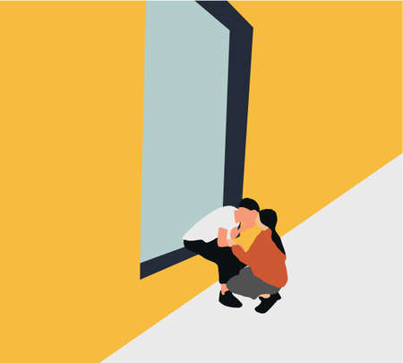 Couple is kissing romantically on street. Hand drawn style vector design illustrations. Traveling and vacation concept.のイラスト素材