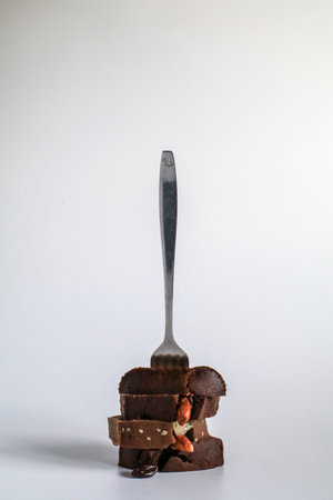 Banana bread nut sweet bread sliced on white background. Morning breakfast background. Close up...