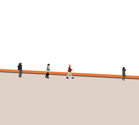 People walking on street with empty space. City life Urban lifestyle leisure concept. People Commuting to Work in the Morning.のイラスト素材