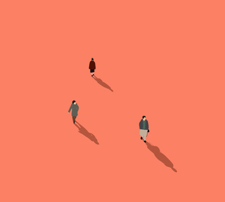 People walking on orange city street, urban city life background. Business street pedestrian in cityのイラスト素材