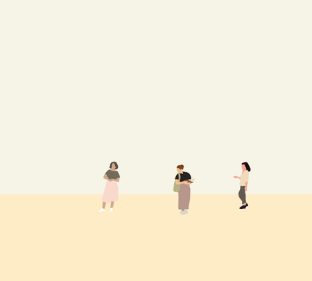 Group of woman on street during their holidays. Having fun on summer vacation. Happy lifestyle, youth and young diversity females conceptのイラスト素材