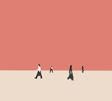 People walking on urban city center in smart casual business style. Modern lifestyle Business people, young people, studentsのイラスト素材