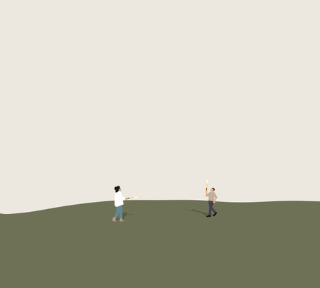 Couple is playing badminton in the park. Sport, recreation, lifestyle, love concept. Holiday vacation outdoors.のイラスト素材