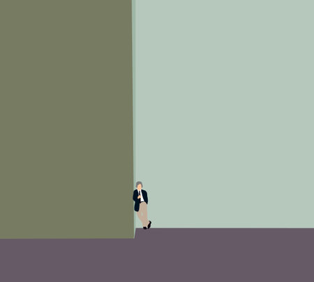 Old man in black suit standing on city street. Middle aged professional businessman manager. Fabulous at any age concept.のイラスト素材