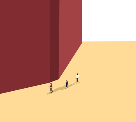 People walking on pathway corner of building. Street urban lifestyle. Minimal architecture exterior building.のイラスト素材