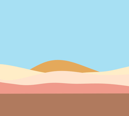 Abstract mountain range with blue sky. Modern minimal art nature landscape. Colorful dessert.のイラスト素材