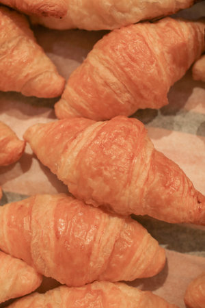 Delicious Freshly baked butter croissant. Healthy eating and sweet food concept. French breakfast.の写真素材