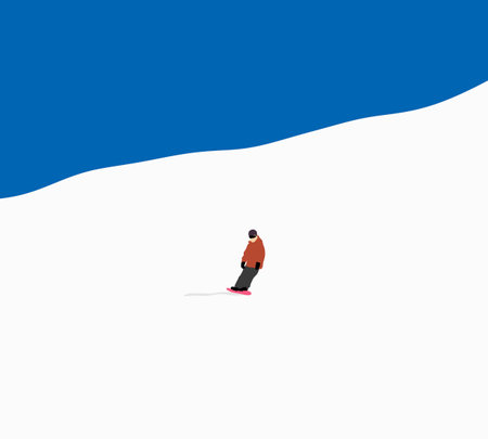 Man playing snowboard on snow mountain. Winter Sport Tourism and trave. Activity outdoor leisure timeのイラスト素材