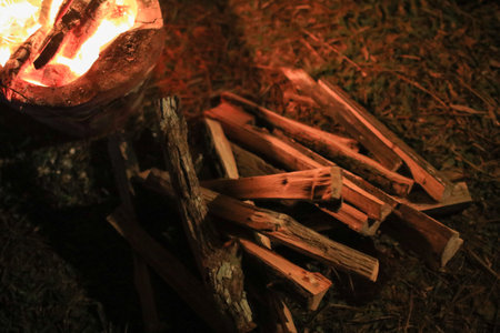Chopped Firewood cabin heating and lifestyle. Old style resource. Living in rural country side...