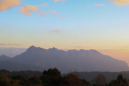 Doi Luang Chiang Dao mountain sunrise sky in Chiang Mai. Northern Thailand. Nature landscape.の写真素材