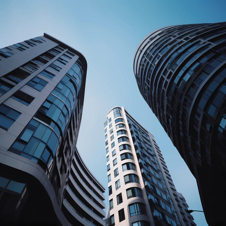 Modern skyscrapers in business district. business concept. 3D Renderingの素材