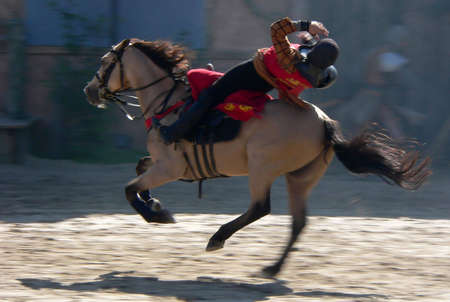 The knight which falls from the horse on speedの写真素材