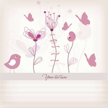 Pastel Toned Floral Invitation | Birthday Card | Clean Compositionのイラスト素材