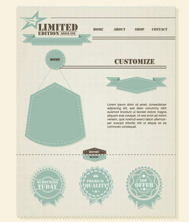 Retro Vintage Styled Website Template  | EPS10 Compatibility Requiredのイラスト素材