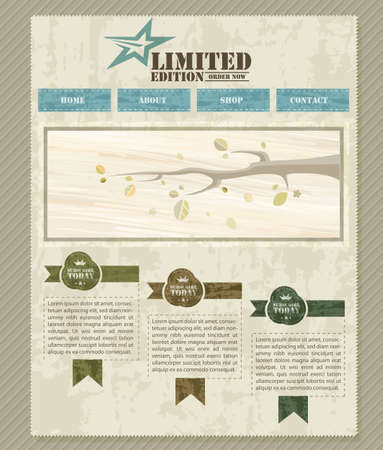 Retro Vintage Styled Website Template  | EPS10 Compatibility Requiredのイラスト素材