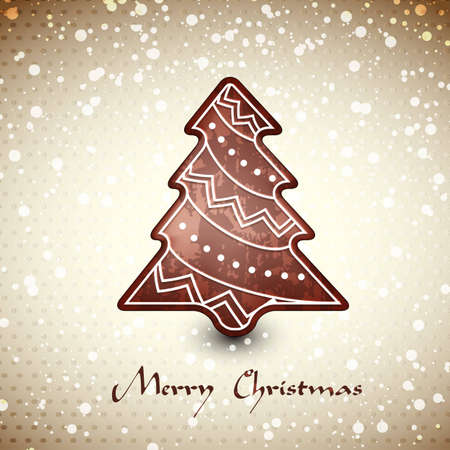 Christmas card  whith chocolate gingerbread tree のイラスト素材