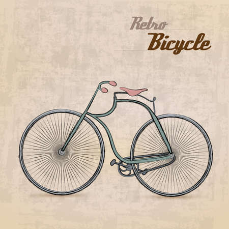 Vintage Retro Bicycle /with hand drawn design のイラスト素材