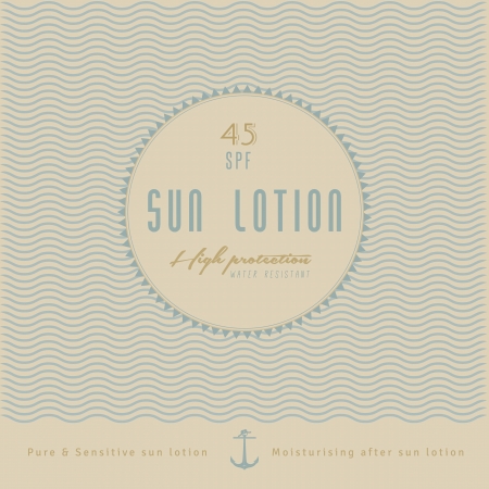 Retro Sun Lotion Label Design   retro, vintage style with anchorのイラスト素材