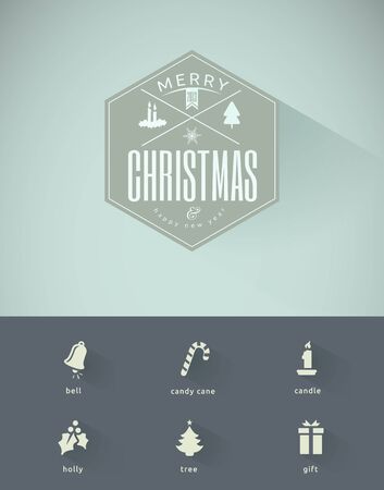  Vintage styled Christmas Card  and Christmas iconsのイラスト素材