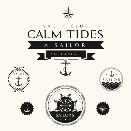 Collection of Vintage Nautical Badges and Labelsのイラスト素材