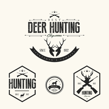 Set of vintage hunting labels and badgesのイラスト素材