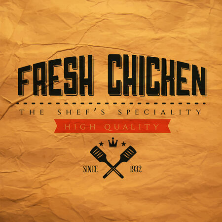 Fresh Chicken labelのイラスト素材